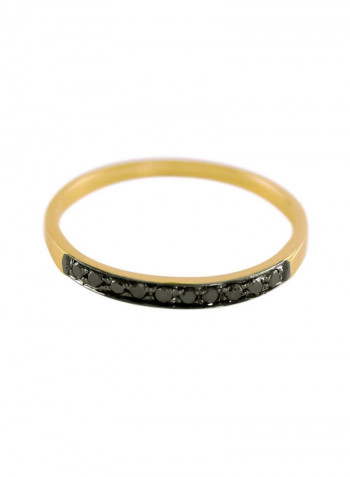 18K Solid Black And Yellow Gold 0.10Cts Genuine Black Diamonds Eternity Band Ring