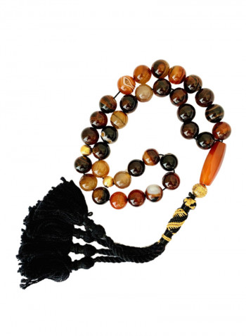 Natural Aqeeq Agate Prayer Beads Multicolour