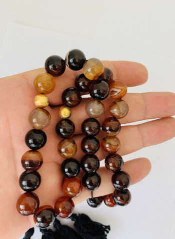 Natural Aqeeq Agate Prayer Beads Multicolour