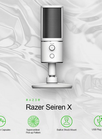 Razer Seiren X USB Streaming Microphone Plug & Play Silver
