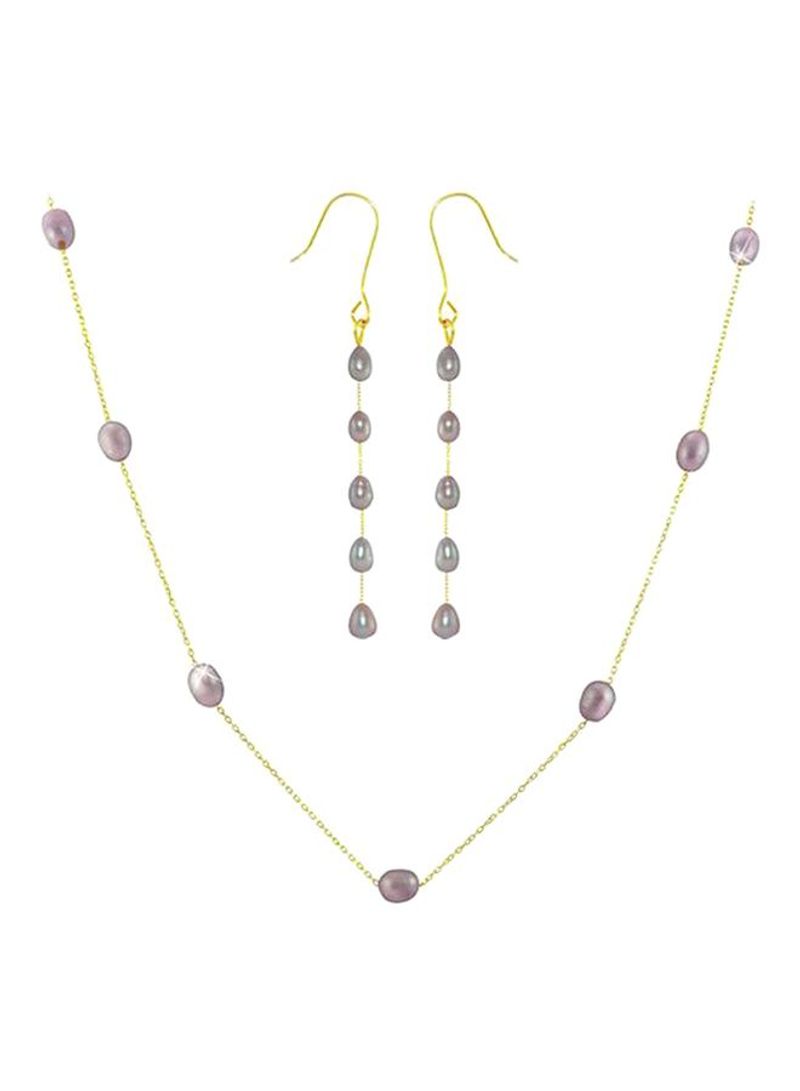 2-Piece 18 Karat Gold Pearls Jewellery Set