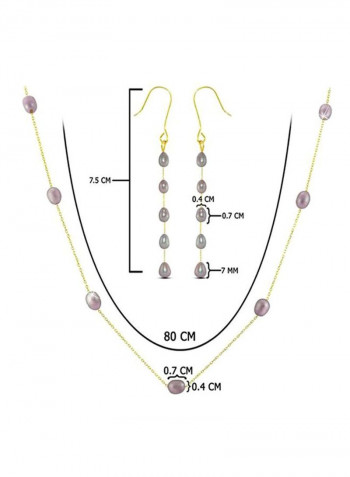2-Piece 18 Karat Gold Pearls Jewellery Set