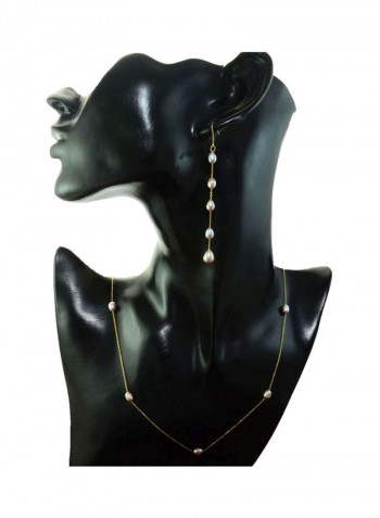 2-Piece 18 Karat Gold Pearls Jewellery Set
