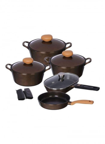 11-Piece Retro Cookware Set Brown 50x30x40cm