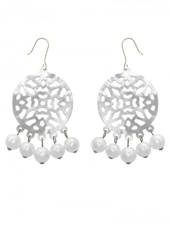 18 Karat Gold Mother Of Pearl Chandelier Earrings