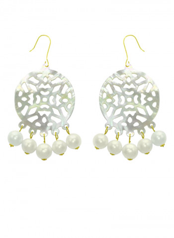 18 Karat Gold Mother Of Pearl Chandelier Earrings