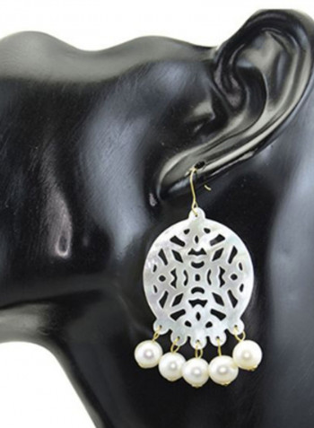 18 Karat Gold Mother Of Pearl Chandelier Earrings