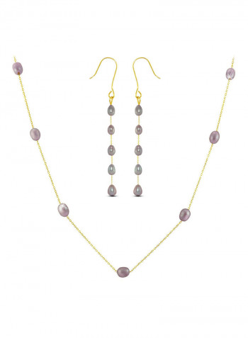 18 Karat Gold Pearls 2 Piece Jewellery Set