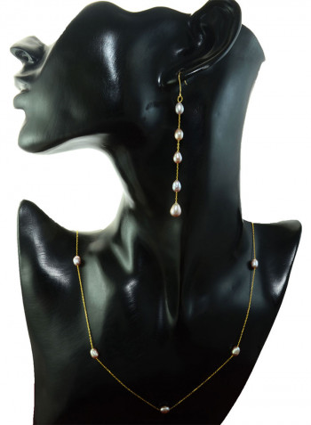 18 Karat Gold Pearls 2 Piece Jewellery Set