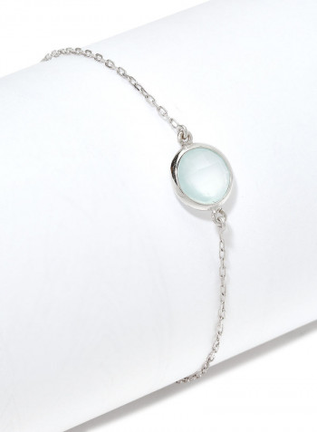 18 Karat White Gold Chalcedony Single Stone Bracelet