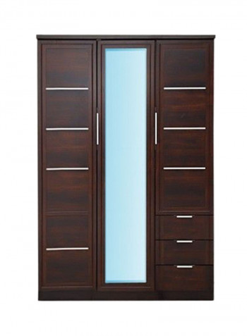 Howrah 3-Door Wardrobe With Mirror Walnut