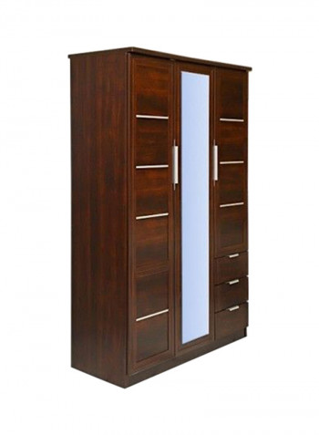 Howrah 3-Door Wardrobe With Mirror Walnut