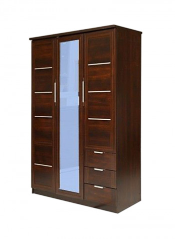 Howrah 3-Door Wardrobe With Mirror Walnut