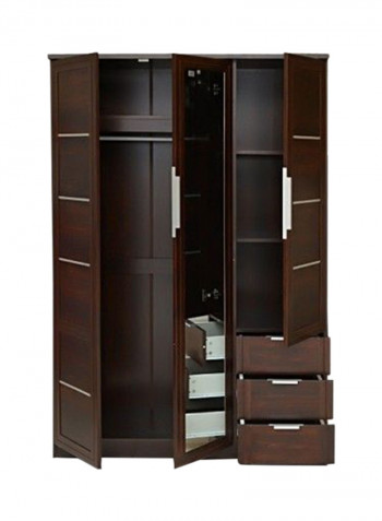 Howrah 3-Door Wardrobe With Mirror Walnut