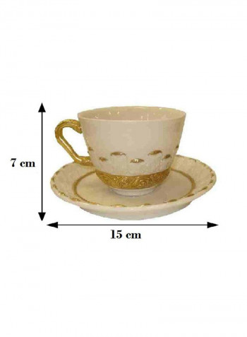 Tea Cup And Saucer Set Beige/Goldden 7 X 15cm