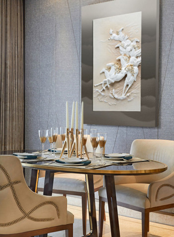 Arabian Horses 3D Wall Art White/Gold 12.32kg