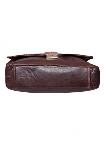 Leather Stitch Detailed Messenger Bag Brown