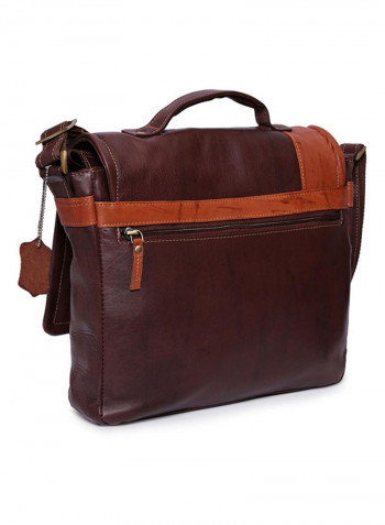 Leather Stitch Detailed Messenger Bag Brown