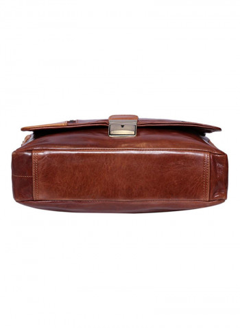 Leather Stitch Detailed Messenger Bag Brown
