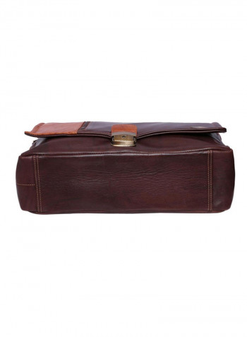 Leather Stitch Detailed Messenger Bag Brown
