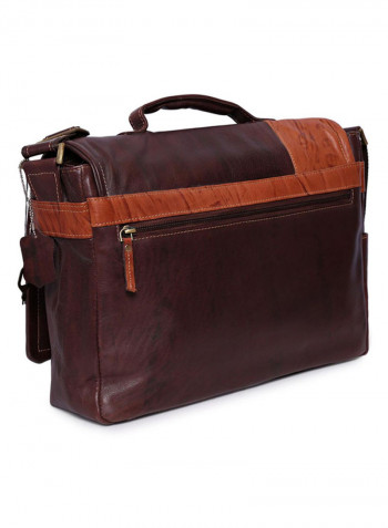 Leather Stitch Detailed Messenger Bag Brown