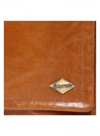 Leather Stitch Detailed Messenger Bag Brown