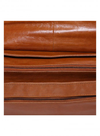 Leather Stitch Detailed Messenger Bag Brown
