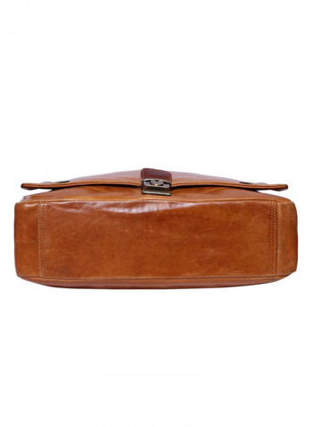 Leather Stitch Detailed Messenger Bag Brown