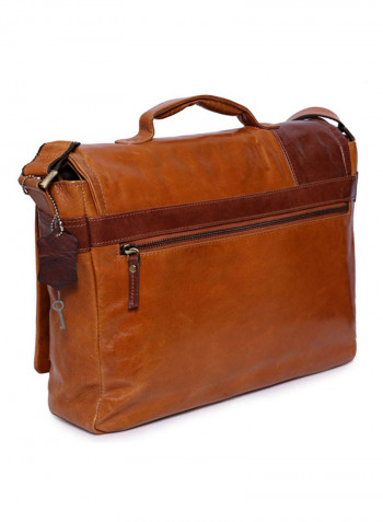 Leather Stitch Detailed Messenger Bag Brown