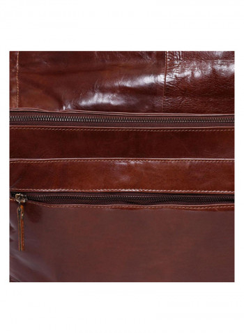 Leather Stitch Detailed Messenger Bag Brown