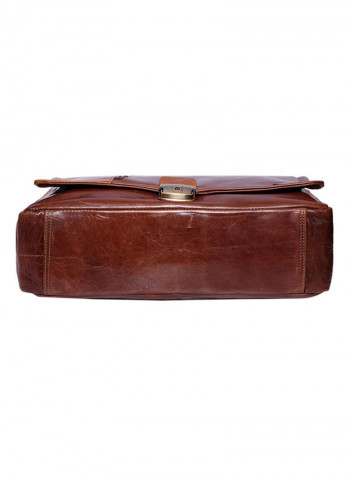 Leather Stitch Detailed Messenger Bag Brown