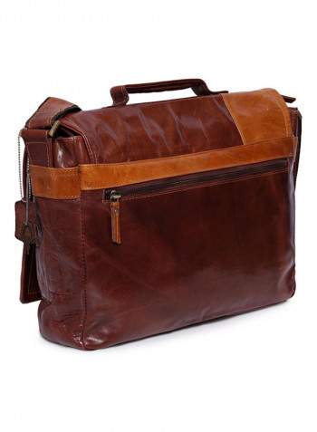 Leather Stitch Detailed Messenger Bag Brown