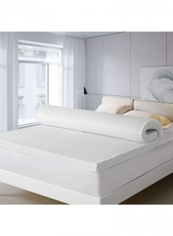 Visco Mattress Topper With Removable Knitted Cover Memory Foam White 160x200cm