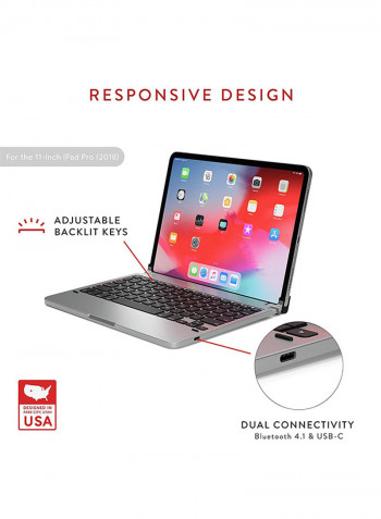 Arabic/English Aluminium Bluetooth Keyboard For Apple iPad Pro 3rd Generation 2018 11-Inch  Silver