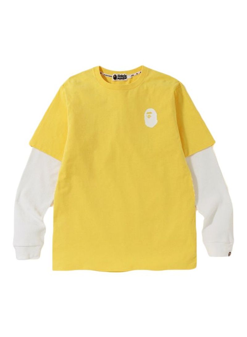 Stylish Long Sleeve T-Shirt Yellow/White