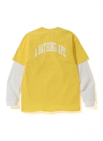 Stylish Long Sleeve T-Shirt Yellow/White