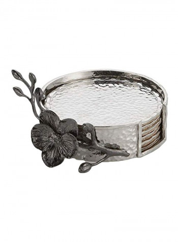 6-Piece Coaster Set Silver/Black 5x5inch