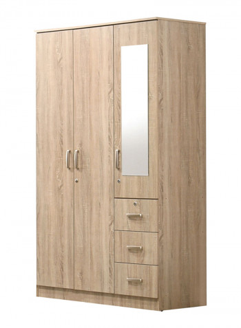Cooper 3-Doors Wardrobe With Mirror Brown