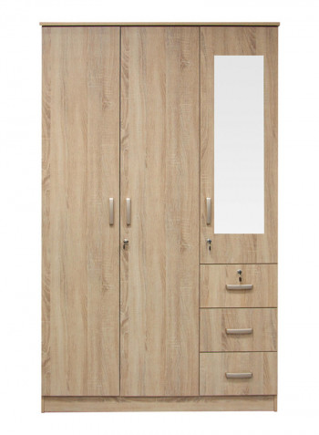 Cooper 3-Doors Wardrobe With Mirror Brown