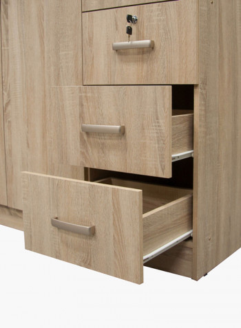 Cooper 3-Doors Wardrobe With Mirror Brown