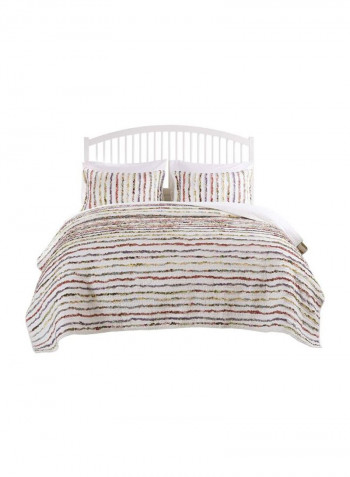 3-Piece Bella Ruffle Quilt Set White/Blue/Pink King