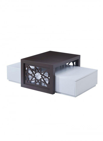 Set Of 2 Coffee Table Brown/White 72x55x40cm