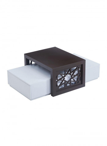 Set Of 2 Coffee Table Brown/White 72x55x40cm