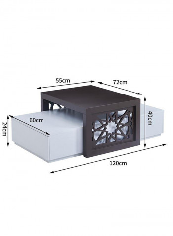 Set Of 2 Coffee Table Brown/White 72x55x40cm