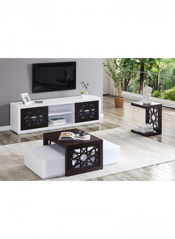Set Of 2 Coffee Table Brown/White 72x55x40cm