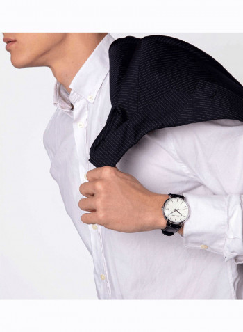 Men's Established Black Leather Strap Watch