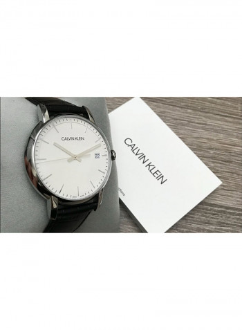 Men's Established Black Leather Strap Watch