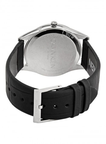 Men's Time Black Leather Strap Watch