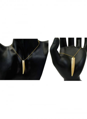 2-In-1 18 Karat Gold Fang Shape Pendant Necklace And Chain Bracelet Set