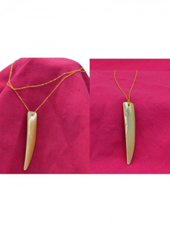 2-In-1 18 Karat Gold Fang Shape Pendant Necklace And Chain Bracelet Set